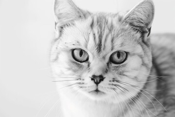 silver tabby british shorthair cat looking at the camera