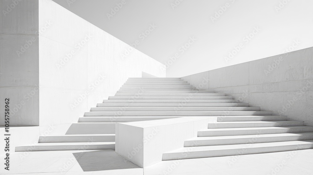 Poster a towering expanse of flawless white concrete steps conveys a sense of achievement providing plenty 