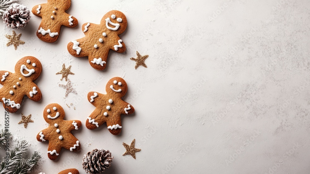 Poster festive flat lay mockup featuring gingerbread cookies complete with space for a text banner