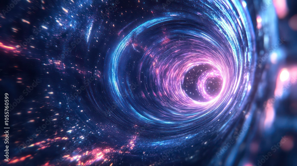 Poster a mesmerizing depiction of a cosmic vortex swirling with stars and galaxies.
