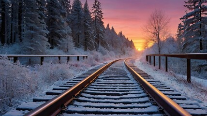 Fototapeta premium Winter dawn. Silence, snow, frost, and the beauty of nature.