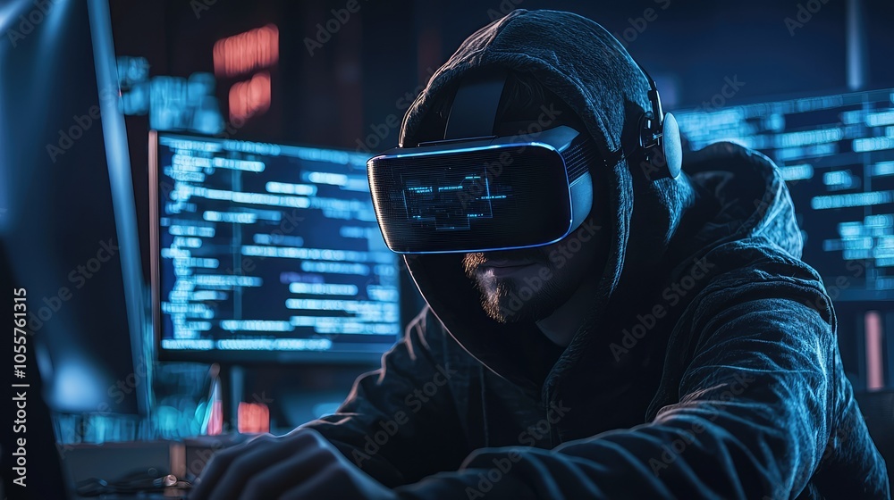 Poster dynamic virtual representation of a hacker in action