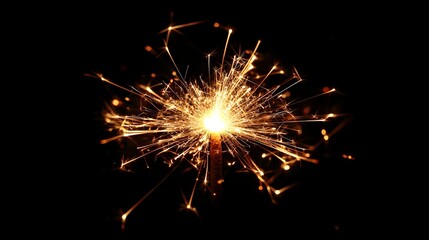 Fototapeta premium Brilliant Firework Explosion in the Nightsky Bursting with Golden Radiance and Sparkling