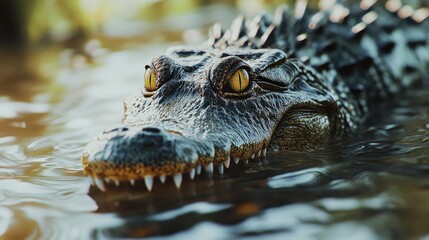 Close up view of a crocodile in the water
