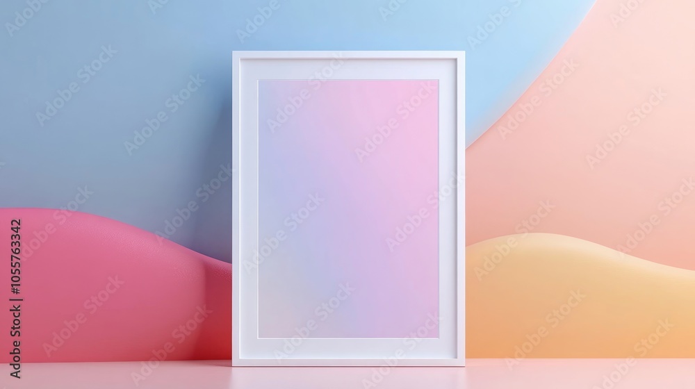 Poster Minimalist white frame on a soft gradient background featuring clean lines and a contemporary aesthetic