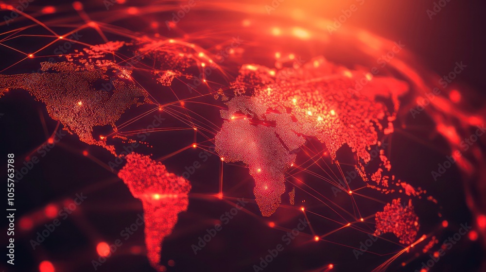 Aufkleber A digital representation of a connected world, highlighting global networks and data flow.