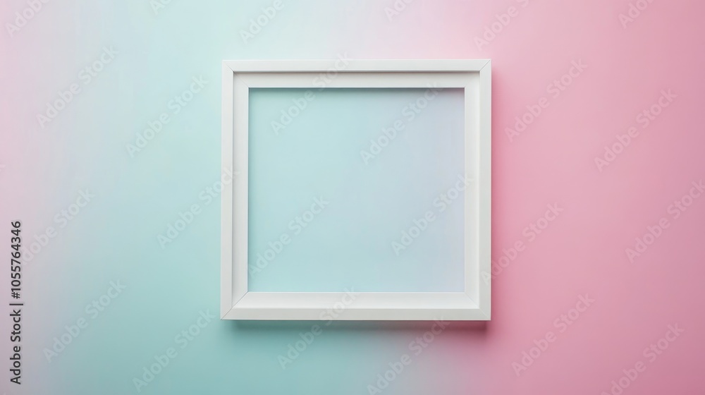 Poster minimalist white frame on a soft gradient background featuring clean lines and a contemporary aesthe