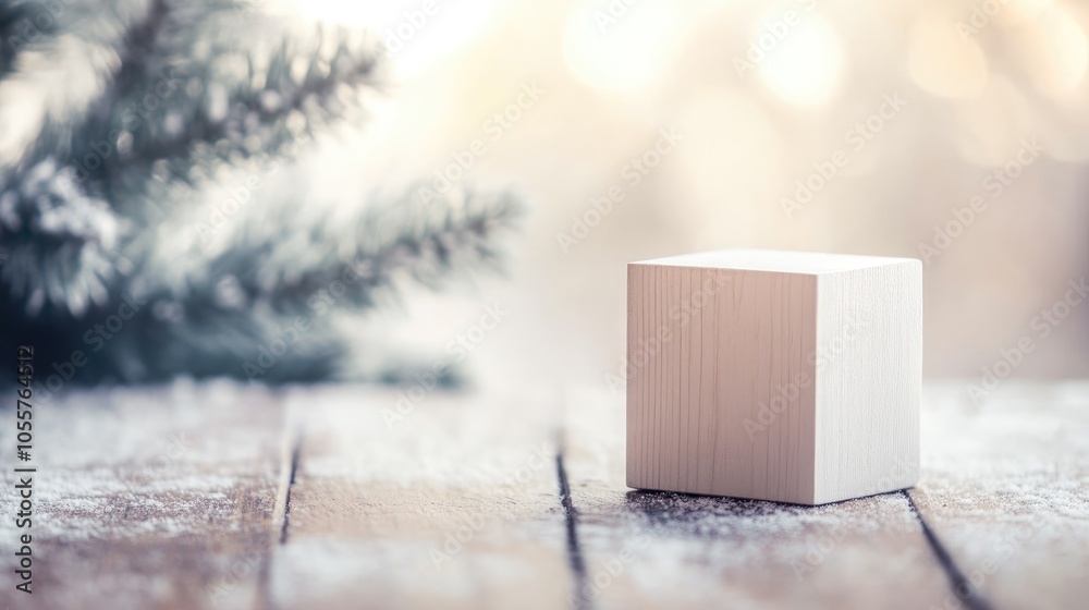 Poster white cube wooden calendar on a vintage wooden surface with a light background creating a tranquil w