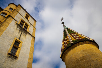 gothic tower of the castle of neuchatel switzerland