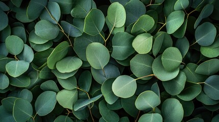 Background of fresh green eucalyptus twigs