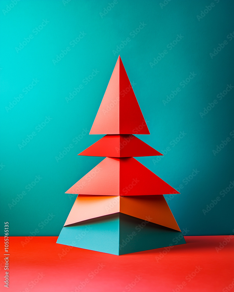 Wall mural original creative christmas tree. christmas, new year concept, greeting card. minimal new year conce