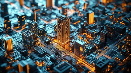 Obraz premium Dynamic 3D Illustration of Urban Concept Design