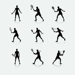 Tennis player silhouette set 01