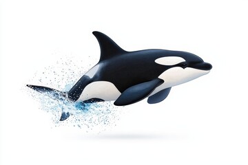 Orca whale leaping from water splash