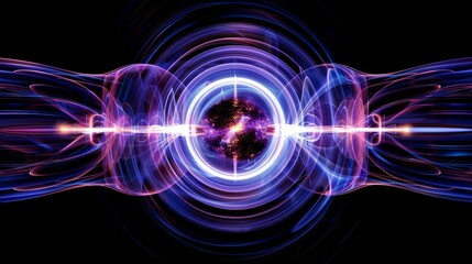 The abstract visual representation of the magnetic field is full of imagination, spreading out these luminous lines as a perfect loop center point around the central object