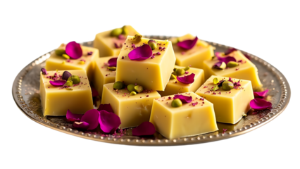 Barfi indian sweet dessert food isolated on white background
