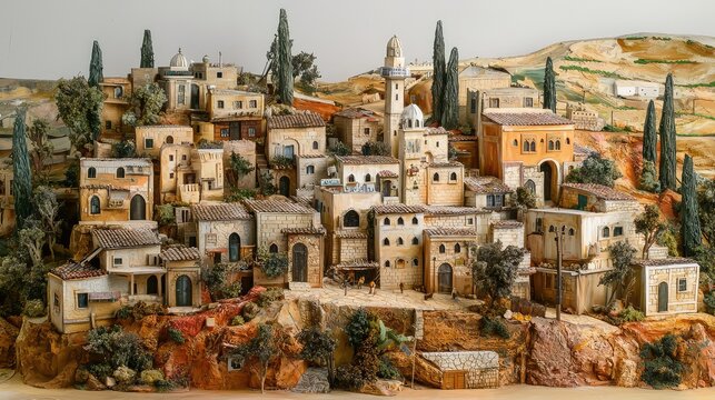 Traditional Palestinian Village Model Display