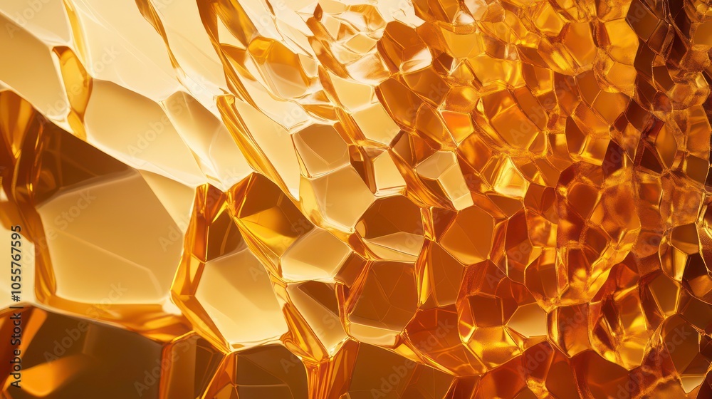 Poster a close-up view of a textured golden surface resembling crystal or mineral formations.