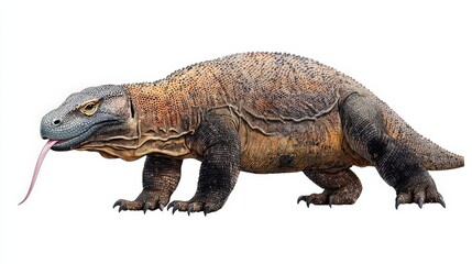 Obraz premium Prehistoric reptile, white isolated background