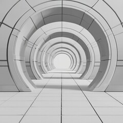 Fototapeta premium Exploring the Infinite Depths of a Minimalist Architectural Passageway in Contemporary Design