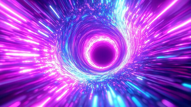 Vivid Cosmic Journey, a mesmerizing 3D animation of a warmhole spaceship traveling through a colorful field, offering a trippy, infinite loop experience in vibrant psychedelic visuals.