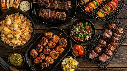 Fototapeta premium Outdoor Barbecue with Delicious Grilled Delicacies