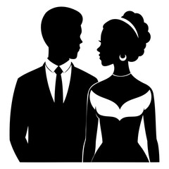 Black Romantic Couple silhouette vector white background