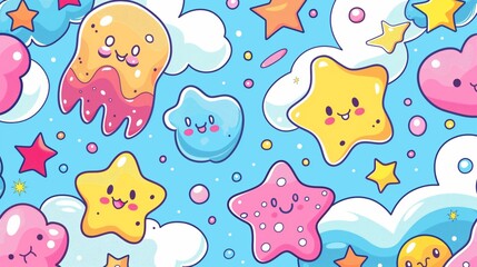Super simple doodle background kids design for education in pastel tones. 