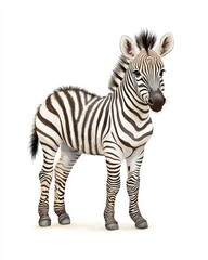 Fototapeta premium Zebra, white isolate background