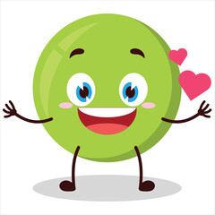 cute fall in love expression of pea cartoon character