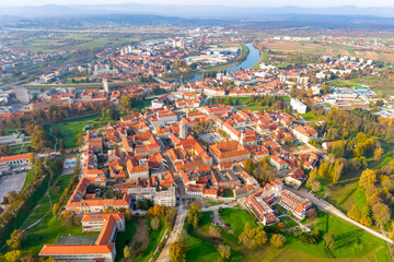 Croatia, Aerial panorama of city of Karlovac © TatiG
