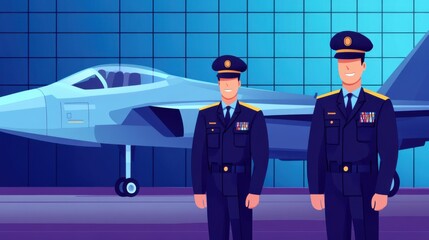 Cartoon Air Force Cadet Training Session Illustration