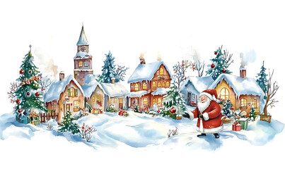 Joyful Christmas and New Year Collection: Santa, Festive Animals, Whimsical Decorations, Cozy Holiday Scenes, and Playful Winter Elements on White Background