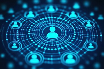 Global Network Connection: Abstract digital illustration depicting a network of interconnected people, symbolizing global communication, collaboration, and community.