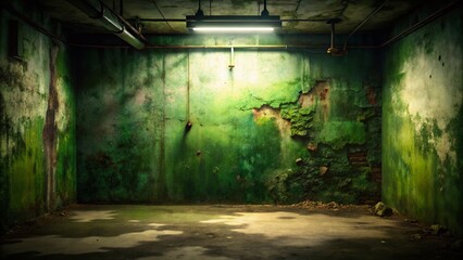 Obraz premium Creepy Dirty Basement Wall with Dark Vignette for Disturbing Backgrounds and Horror Themes