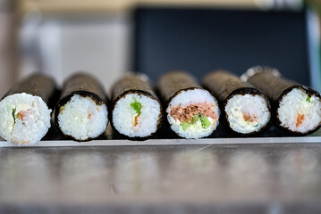 A beautiful and delicious selection of skillfully prepared sushi rolls