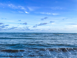 blue sea with wave and perfect blue sky