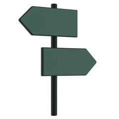 Green Finger Post. 3D wayfinding sign, multi directional fingerposts isolated realistic illustration