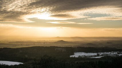 The ruins of Kumburk Castle offer a breathtaking view of the Czech landscape, blanketed in snow.