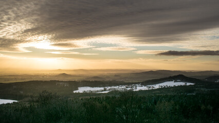 The ruins of Kumburk Castle offer a breathtaking view of the Czech landscape, blanketed in snow.