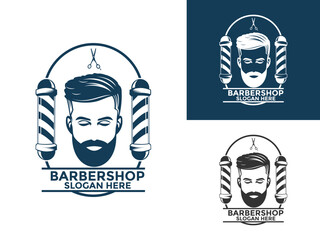 Barbershop Logo Vector Template, Vintage Style Barbershop logo icon