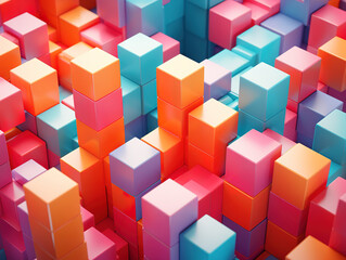 Obraz premium Colorful 3D Cube Abstract Composition