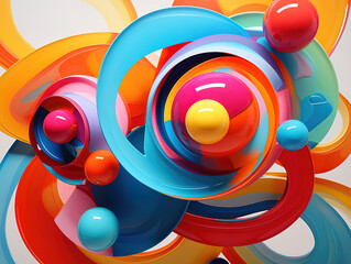 Spinning Capsule with Abstract 3D Geometric Shapes