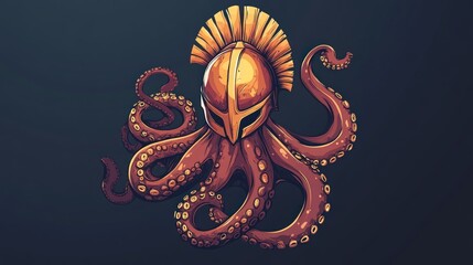 Octopus Wearing a Spartan Helmet