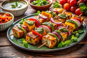 Delicious Paneer Tikka Platter with Vibrant Spices and Fresh Vegetables for Authentic Indian Cuisine Experience