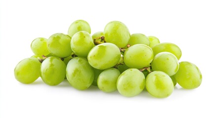 Green grapes on a white background