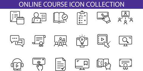 Online Course Icon Collection  Education Learning Design