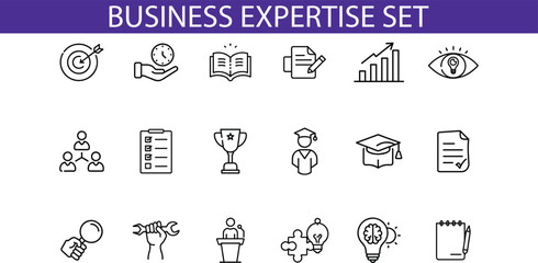 Business Expertise Icon Set Outline Line Art