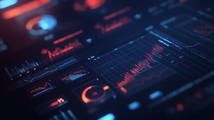 Obraz premium Digital Interface with Glowing Charts and Data