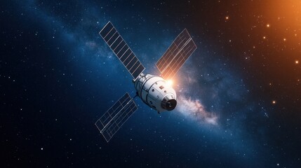 Playful Cartoon Satellite in Cosmic Scene